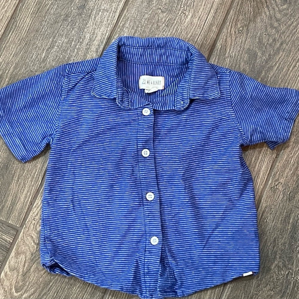 Me & Henry Short Sleeve Button Striped Shirt 3/4Y Size 3T / 4T